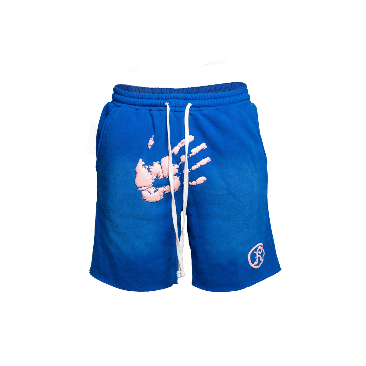Navy Peach Handprint Shorts