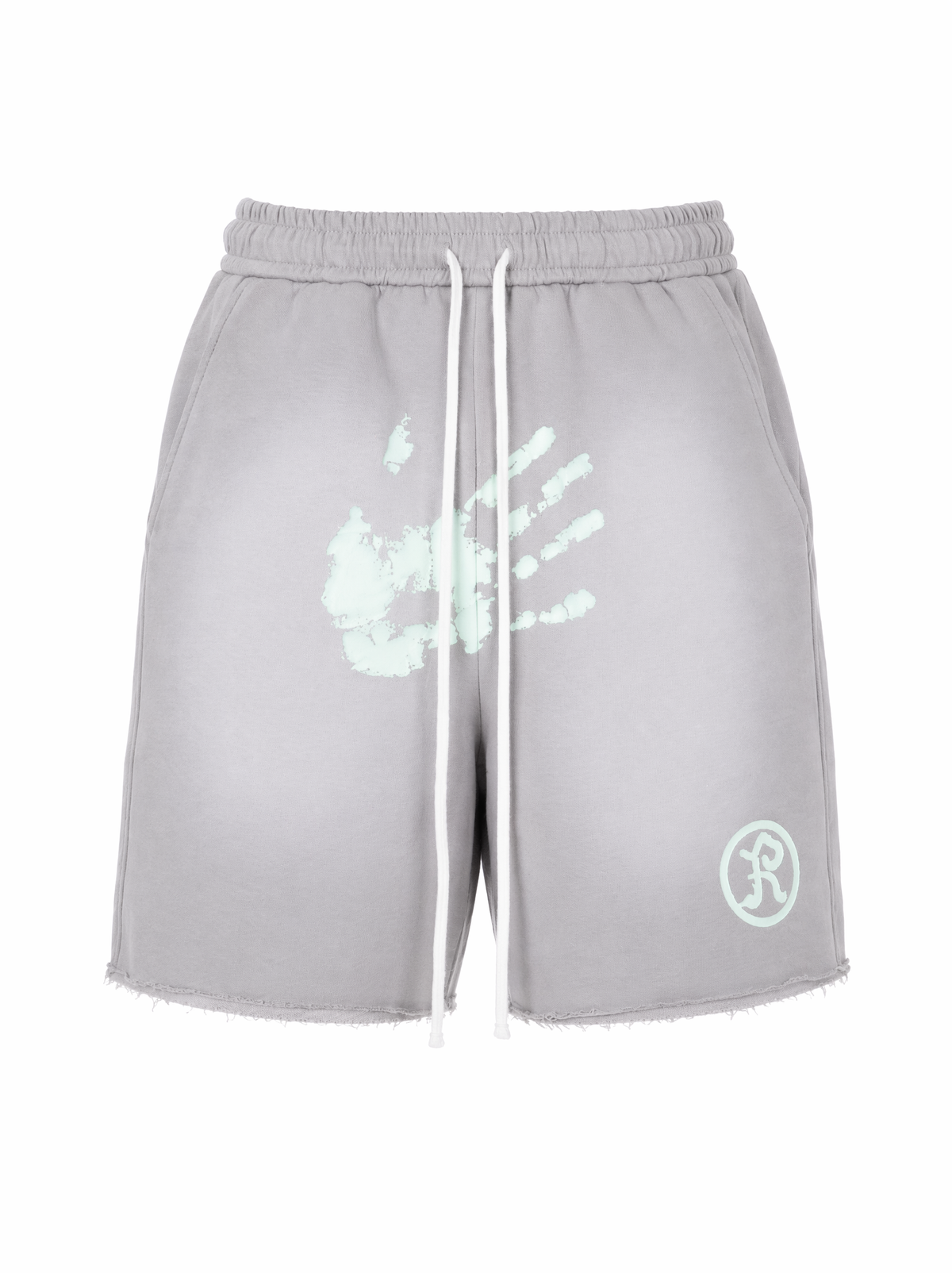 Handprint Shorts - Gray & Mint