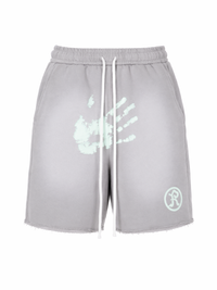Handprint Shorts - Gray & Mint