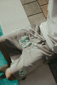 Handprint Shorts - Gray & Mint